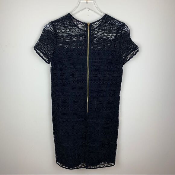Juicy Couture Black Linear Lace Guipure Cocktail Dress Sz 2 Exposed Gold Zipper - Picture 11 of 16